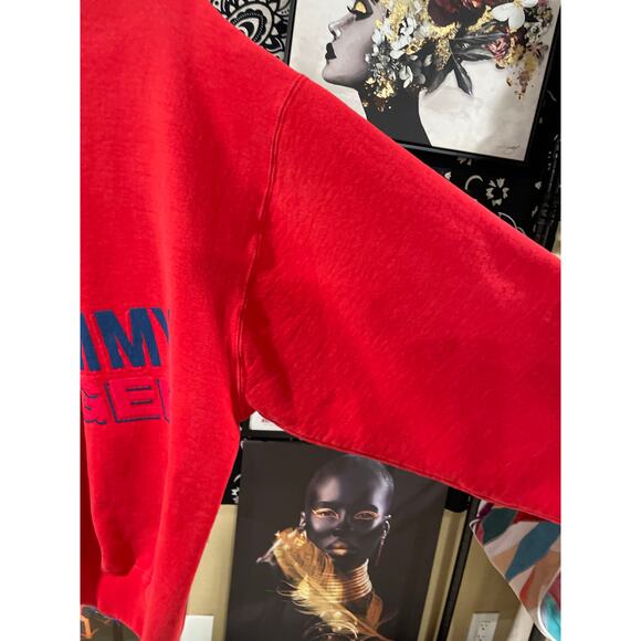 Rare 80s Vintage Tommy Hilfiger Heavyweight Red Crewneck Puff Lettering XL - Picture 6 of 8